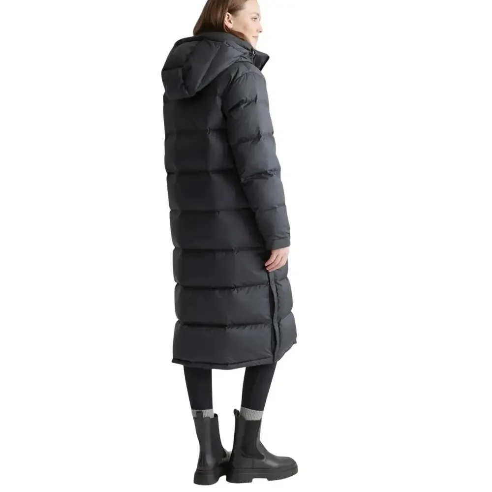 Damaged Quince Women's XL Responsible Down Long Puffer Jacket Hooded Black $200